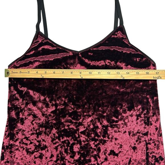 Y2K Burnout Crushed Velvet Burgundy Sz 4 Mini Slip Dress Whimsigoth Grunge Fairy - Picture 9 of 12